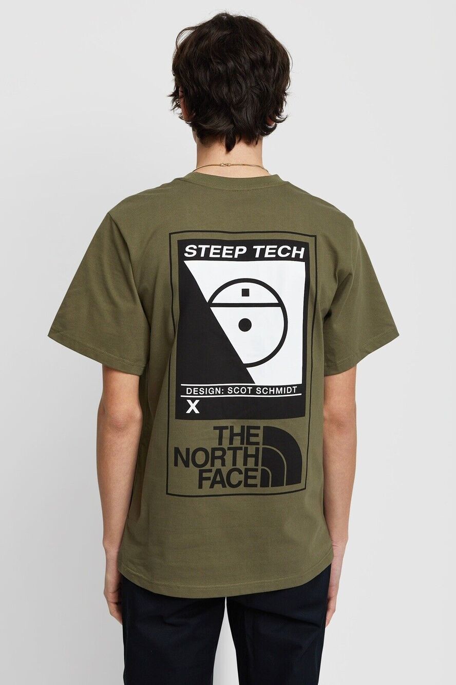 The North Face Steep Tech Logo Short Sleeve Scot Schmidt T Shirt Tee Olive Small